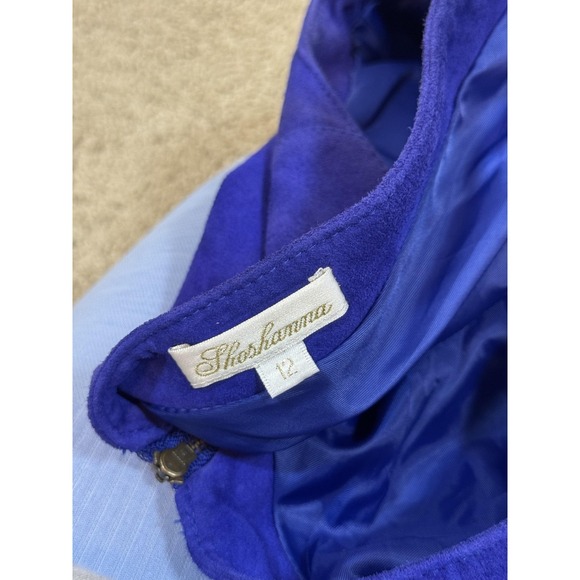 Shoshanna Dress Womens 12 Blue Suede Fit & Flare Sleeveless Lined Knee Length - Picture 5 of 8